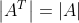 \left | A^T\right| = \left | A\right |