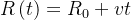 R\left ( t \right )=R_{0}+vt