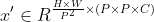 x' \in R^{\frac{H\times W}{P^2}\times (P\times P \times C)}