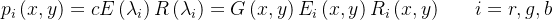 p_{i}\left ( x,y \right )=cE\left ( \lambda_{i} \right )R\left ( \lambda_{i} \right )=G\left ( x,y \right )E_{i}\left ( x,y \right )R_{i}\left ( x,y \right )\; \; \; \; \; \; i=r,g,b