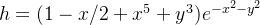 h=(1-x/2+x^5+y^3)e^{-x^2-y^2}