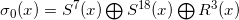 \sigma _0 (x) = S^7(x) \bigoplus S^{18}(x) \bigoplus R^3(x)