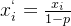 x^`_i = \frac{x_i}{1-p} 