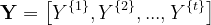 \mathbf{Y\mathbf{}} = \left [ Y^{\left \{1\right \}},Y^{\left \{2\right \}},..., Y^{\left \{t\right \}} \right ]