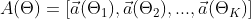 A(\Theta)=[\vec a(\Theta_1),\vec a(\Theta_2),...,\vec a(\Theta_K)]