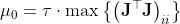 \mu_{0}=\tau \cdot \max \left\{\left(\mathbf{J}^{\top} \mathbf{J}\right)_{i i}\right\}