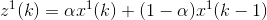 z^{1}(k)=\alpha x^{1}(k)+(1-\alpha )x^{1}(k-1)