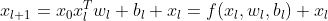 x_{l+1}=x_{0}x_{l}^{T}w_{l}+b_{l}+x_{l}=f(x_{l},w_{l},b_{l})+x_{l}