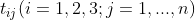 t_{ij}(i=1,2,3;j=1,...,n)