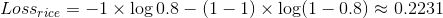 Loss_{rice}=-1\times\log0.8-(1-1)\times\log(1-0.8)\approx 0.2231