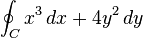 \pagecolor{White} \oint_{C} x^3\, dx + 4y^2\, dy