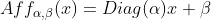 Aff_{\alpha ,\beta }(x)=Diag(\alpha )x+\beta