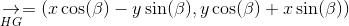 \underset{HG}{\rightarrow}=(x\cos(\beta)-y\sin(\beta),y\cos(\beta)+x\sin(\beta))