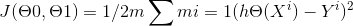 J(\Theta 0 , \Theta 1) = 1/2m \sum m i = 1 (h\Theta (X^{i}) - Y^{i})^{2}