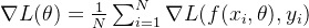 \nabla L(\theta) = \frac{1}{N} \sum_{i=1}^{N} \nabla L(f(x_{i}, \theta), y_i)