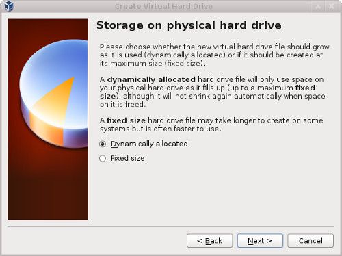 Create Virtual Hard Drive - Storage on Physical Hard Drive