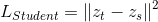 L_{Student}=\left \| z_{t}-z_{s} \right \|^{2}