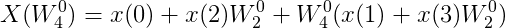 X(W_{4}^{0})=x(0)+x(2)W_{2}^{0}+W_{4}^{0}(x(1)+x(3)W_{2}^{0})