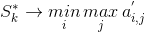 S_{k}^{*} \rightarrow \underset{i}{min}\, \underset{j}{max}\, a_{i,j}^{'}