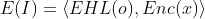 E(I)=\left \langle EHL(o),Enc(x) \right \rangle