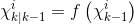 \mathbf{\chi }_{k|k-1}^{i}=f\left( \mathbf{\chi }_{k-1}^{i} \right)