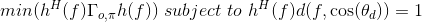 min(h^{H}(f)\Gamma_{o,\pi}h(f)) \ subject \ to\ h^{H}(f)d(f,\cos(\theta_d)) = 1