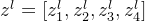 z^{l}=[z_1^{l},z_2^{l},z_3^{l},z_4^{l}]