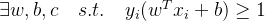 \exists w,b,c \quad s.t. \quad y_i(w^Tx_i+b) \geq 1