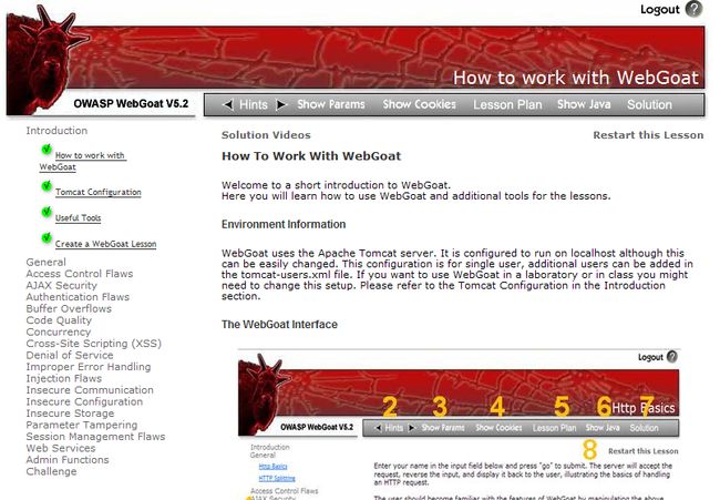 WebGoat主界面