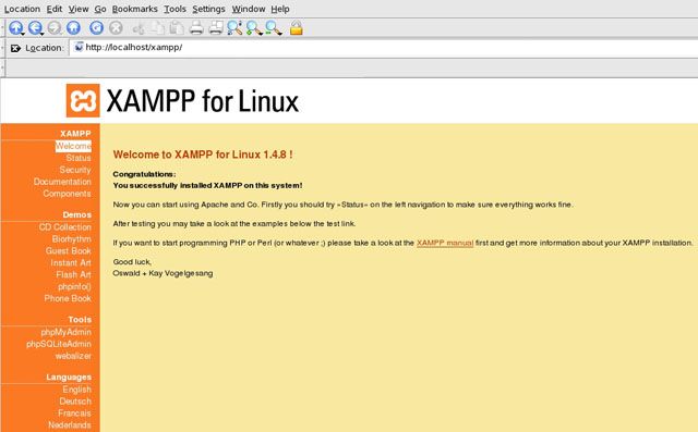 XAMPP welcome 页面