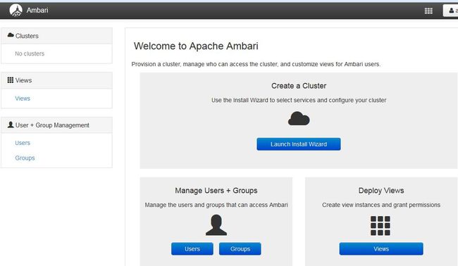 图 2. Ambari 的 welcome 页面