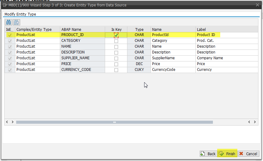 SEGW - Choose Key Field