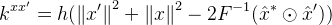 k^{x{x}'}=h(\left \| {x}' \right \| ^{2} + \left \| x \right \| ^{2} -2F^{-1}(\hat{x}^{*}\odot {\hat{x}}'))