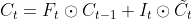 C_t=F_t\odot C_{t-1}+I_t\odot \tilde{C_t}