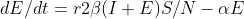 dE / dt = r2\beta (I + E) S /N - \alpha E