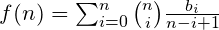 f(n)=\sum_{i=0}^{n}\binom{n}{i} \frac{b_i}{n-i+1}