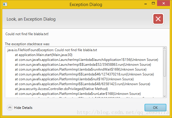 exception dialog