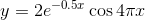 y=2e^{-0.5x}\cos 4\pi x