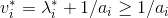 v_i^*=\lambda_i^*+1/a_i\geq 1/a_i