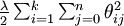 \textstyle \frac{\lambda}{2} \sum_{i=1}^k \sum_{j=0}^{n} \theta_{ij}^2