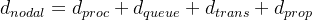 d_{nodal}=d_{proc}+d_{queue}+d_{trans}+d_{prop}