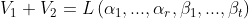 V_{1}+V_{2}= L\left ( \alpha _{1},...,\alpha _{r},\beta _{1},...,\beta _{t} \right )