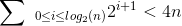 \sum \ _{0\leq i\leq log_{2}(n)}2^{i+1}< 4n