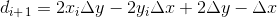 d_i_+_1=2x_i\Delta y-2y_i\Delta x+2\Delta y-\Delta x