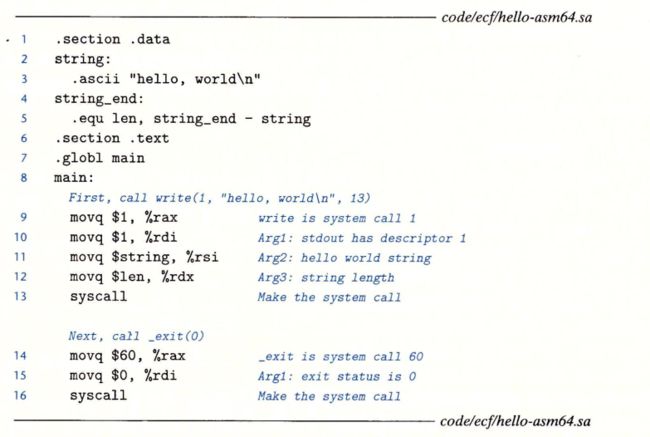 hello汇编实现