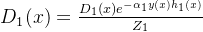 D_{1}(x)=\frac{D_{1}(x)e^{-\alpha _{1}y(x)h_{1}(x)}}{Z_{1}}