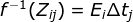 f^{-1}(Z_{ij})=E_{i}\Delta t_{j}