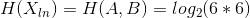 H(X_{ln})=H(A,B)=log_{2}(6*6)