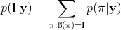 p(\mathbf{l}|\mathbf{y})=\sum _{\mathbf{\pi} :\ss (\mathbf{\pi})=\mathbf{l}}p(\mathbf{\pi} |\mathbf{y})