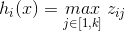 h_{i}(x) = \underset{j\in [1,k]}{max}\; z_{ij}